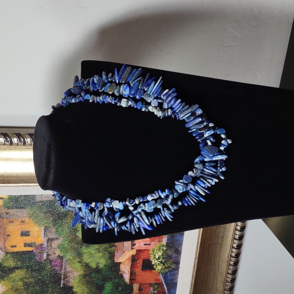 Artisan Crafted Lapis Lazuli Triple Strand Necklace
